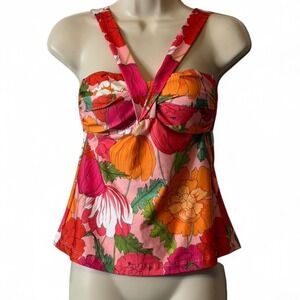 Trina Turk Sunny Bloom Printed Convertible Tankini Top, Women's‎ Size 4